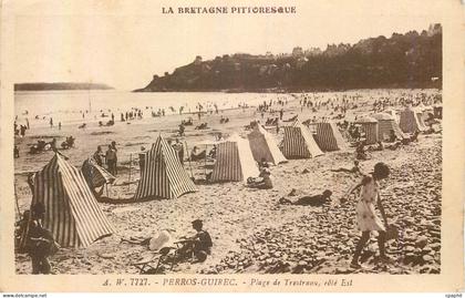 CPA Perros Guirec La Bretagne Pittoresque PLage de Trestrau Cote Est