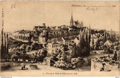 CPA PITHIVIERS - Vue de la Ville de PITHIVIERS en 1838 (631730)