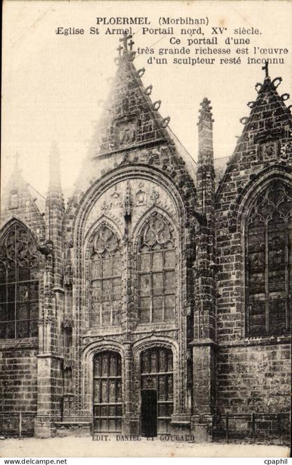 Ploermel CPA Eglise St Armel Portail nord
