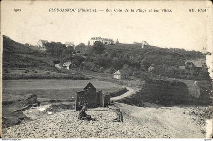 CPA Plougasnou Un coin de la plage et les villas
