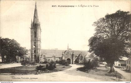 Plougasnou CPA L'eglise et la place