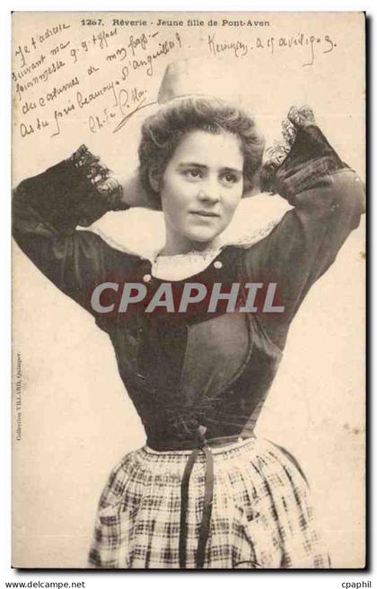 Pont Aven - Jeune Fille de Pont Aven - Reverie - CPA