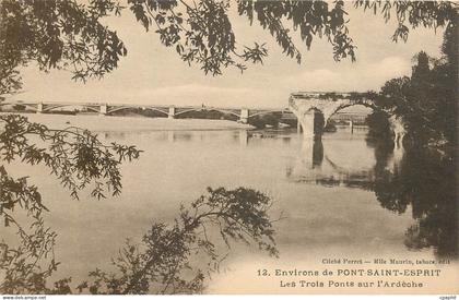 CPA Les Trois Ponts sur l'Ardeche (PONT SAINT-ESPRIT)