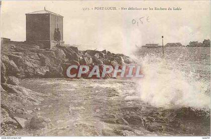 CPA Port Louis Mer deferlant sur les Rochers du Lohie