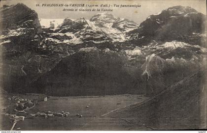CPA Pralognan la Vanoise Vue panoramique Arrivee et Glaciers de la Vanoise