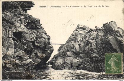 CPA Primel La Crevasse et le Pont vus de la Mer