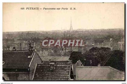 CPA Puteaux panorama sur Paris Tour Eiffel