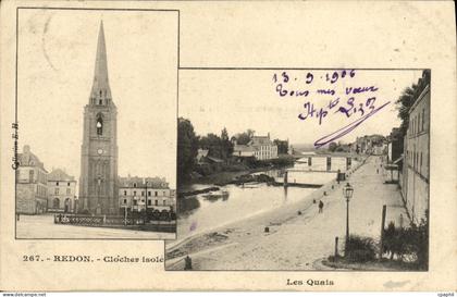 CPA Redon Clocher isole Les Quais