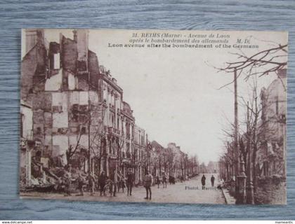 Cpa Reims (51) bombardement de Reims - avenue de Laon