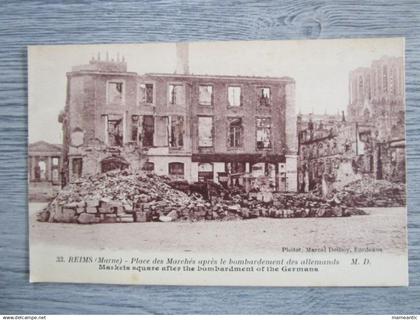 Cpa Reims (51) bombardement de Reims - place des marchés