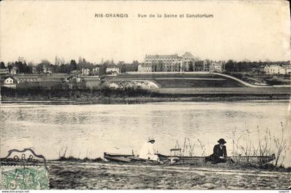 CPA Ris Orangis Vue De La Seine Et Sanatorium
