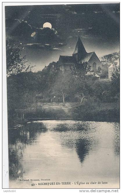 XQ 926 /C P A   ROCHEFORT EN TERRE (56)  L'EGLISE AU CLAIR DE LUNE