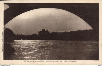 CPA Romans sur Isere Drome Clair de Lune sur L'Isere