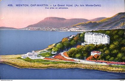 CPA Roquebrune Cap Martin Le Grand Hotel Au loin Monte Carlo Monaco