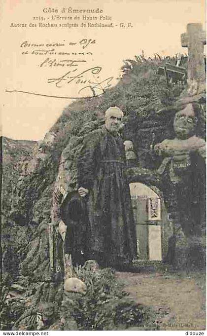 Carte Postale Ancienne - 35 - Rothéneuf - L'Hermite de Haute Folie - Auteur des Rochers sculptés de Rothéneuf - Animée -