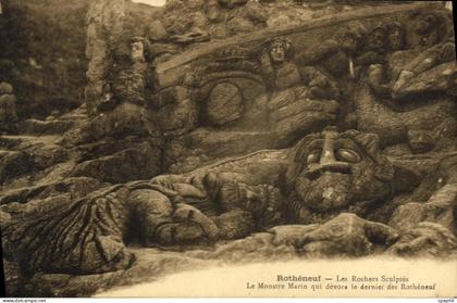 CPA Rotheneuf Les Rochers Sculptes Le monstre marin qui devora le derniere des Rotheneuf