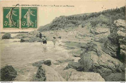 44 - Saint Brevin l'Océan - La Plage et les Rochers - Animée - Scènes de Plage - Correspondance - CPA - Oblitération ron