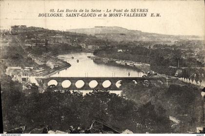 CPA Le pont de Sevres boulogne Saint Cloud et le Mont Valerien