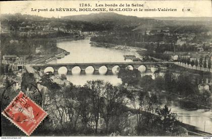 CPA Parc de Saint Cloud Le Pont de Sevres Boulogne et le Mont Valerien