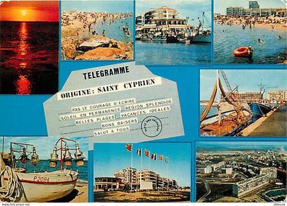66 - Saint Cyprien - Multivues - Bateaux - CPM - Voir Scans Recto-Verso