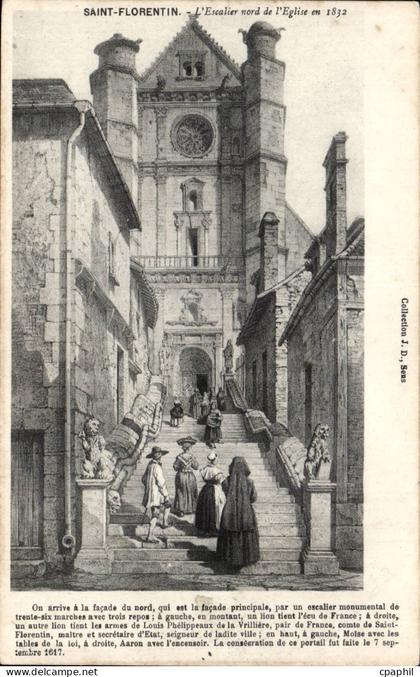 CPA Saint Florentin L'escalier nord de 'eglise en 1832