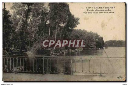 CPA Saint Gratien Enghin Un Coin Pittoresque du Lac Vue prise sur le Pont de la Muse
