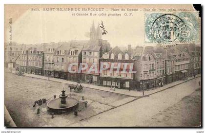 CPA Saint Hilaire Du Harcouet Place du Bassin Rue de Paris et grande rue