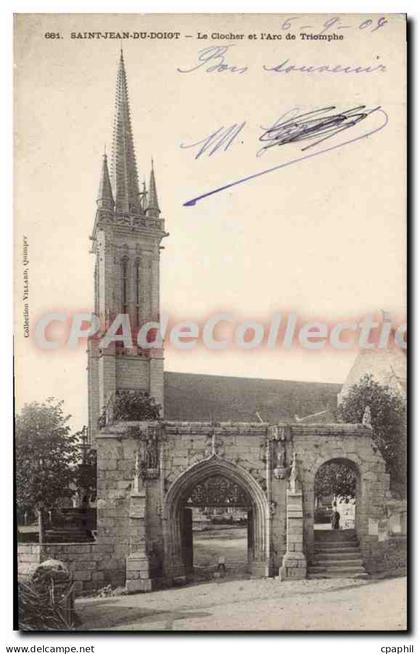 CPA Saint Jean Du Doigt Le Clocher Et I'Arc De Triomphe