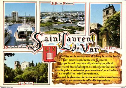 CPM Saint Laurent du Var Le port de plaisance Les jardins L'eglise