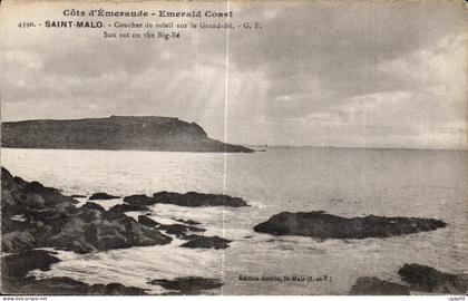 CPA Saint Malo Coucher de Solail sur la Grand Be Sun set on the Big Be