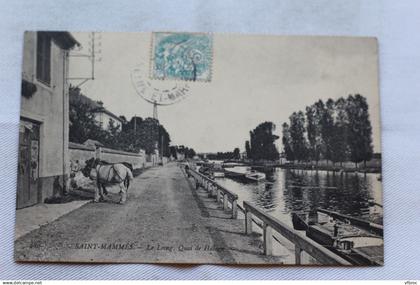 Saint Mammès, le Loing, quai de halage, péniches et bateliers, Seine et Marne 77