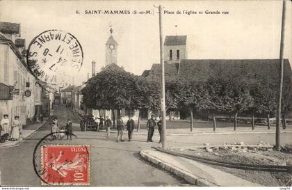 Saint Mammes - Place de l'Eglise et Grande rue- CPA