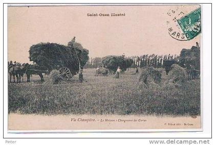 SAINT OUEN  - Vie Champêtre - la moisson : chargement des Gerbes