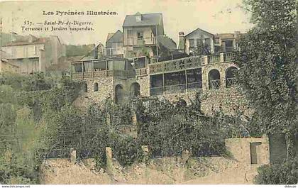 Carte Postale Ancienne - 65 - Saint Pé de Bigorre - Terrasses et jardins suspendus - Colorisée - Etat Coin inférieur dro