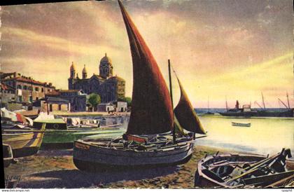 CPA Saint Raphael Le port et Notre Dame de la Victoire Bateau