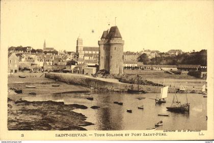 CPA Saint Servan Tour Solidor et Port Saint Pere