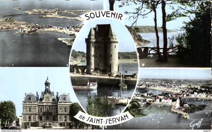CPA Saint Servan vue aerienne de Saint Servan et Saint Mato Bords de la Rance La Tour Solidor L Hotel de Ville