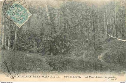91 - Saint Sulpice de Favieres - Parc de Segrez - La pièce d'eau et la grotte - Précurseur - CPA - Oblitération - Etat a