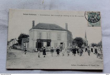 Cpa 1905, Saint Valérien, intersection des routes de Chéroy et de Montacher, Yonne 89