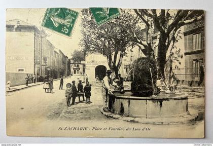 SAINT-ZACHARIE (83) - PLACE ET FONTAINE DU LION D'OR