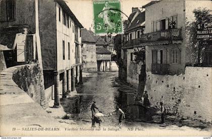 CPA Salies de Bearn Vieilles maisons sur la Saleys