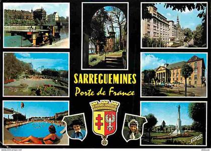 Carte Postale - 57 - Sarreguemines - Multivues - Blasons - Folklore - Piscine - Flamme Postale de Sarreguemines - CPM -