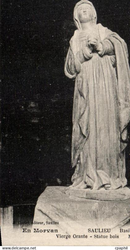 CPA En Morvan Saulieu Vierge Orante Statue bois