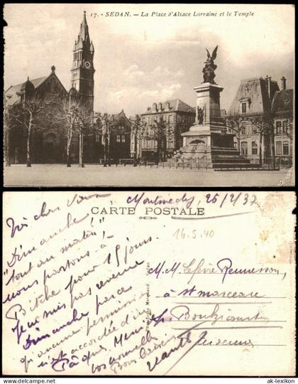 CPA Sedan Sedan Place d'Alsace Lorraine und der Temple 1930