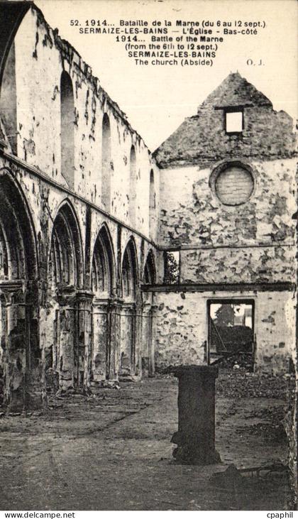 CPA Bataille De La Marne Sermaize Les Bains L'Eglise Bas Cote Militaria