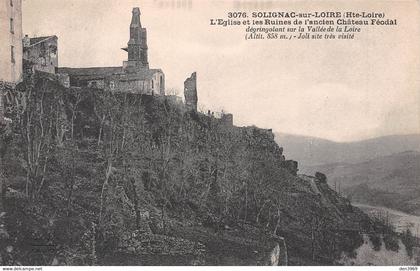 SOLIGNAC-sur-LOIRE (Haute-Loire) - L'Eglise et les Ruines de l'ancien Château Féodal