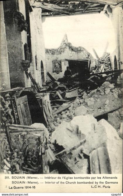 CPA Militaria Souain Interieur de L Eglise