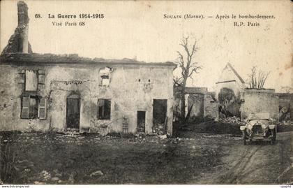 CPA Souain Apres Le Bombardement Militaria Automobile