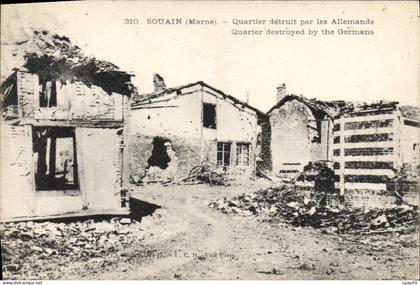 CPA Souain Quartier Detruit Par Les Allemands