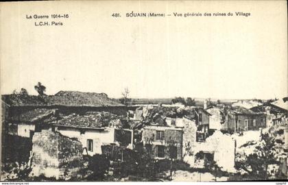 CPA Souain Vue Generale des Ruines Du Village Militaria
